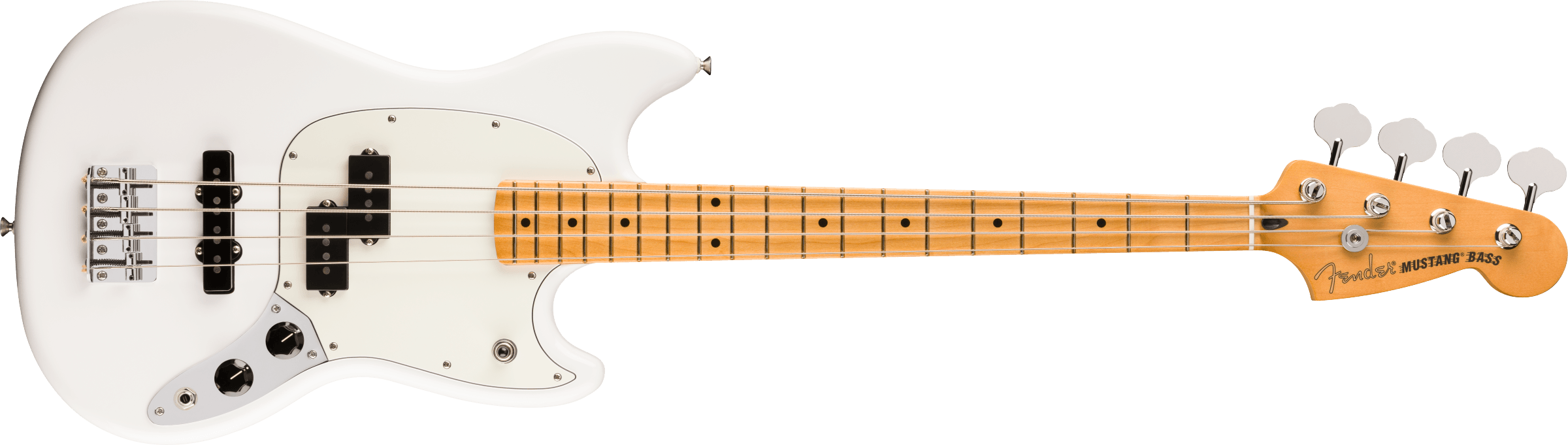 0140492515_fen_ins_frt_1_rr Fender Player II Mustang Bass PJ MN Polar White - Image 1