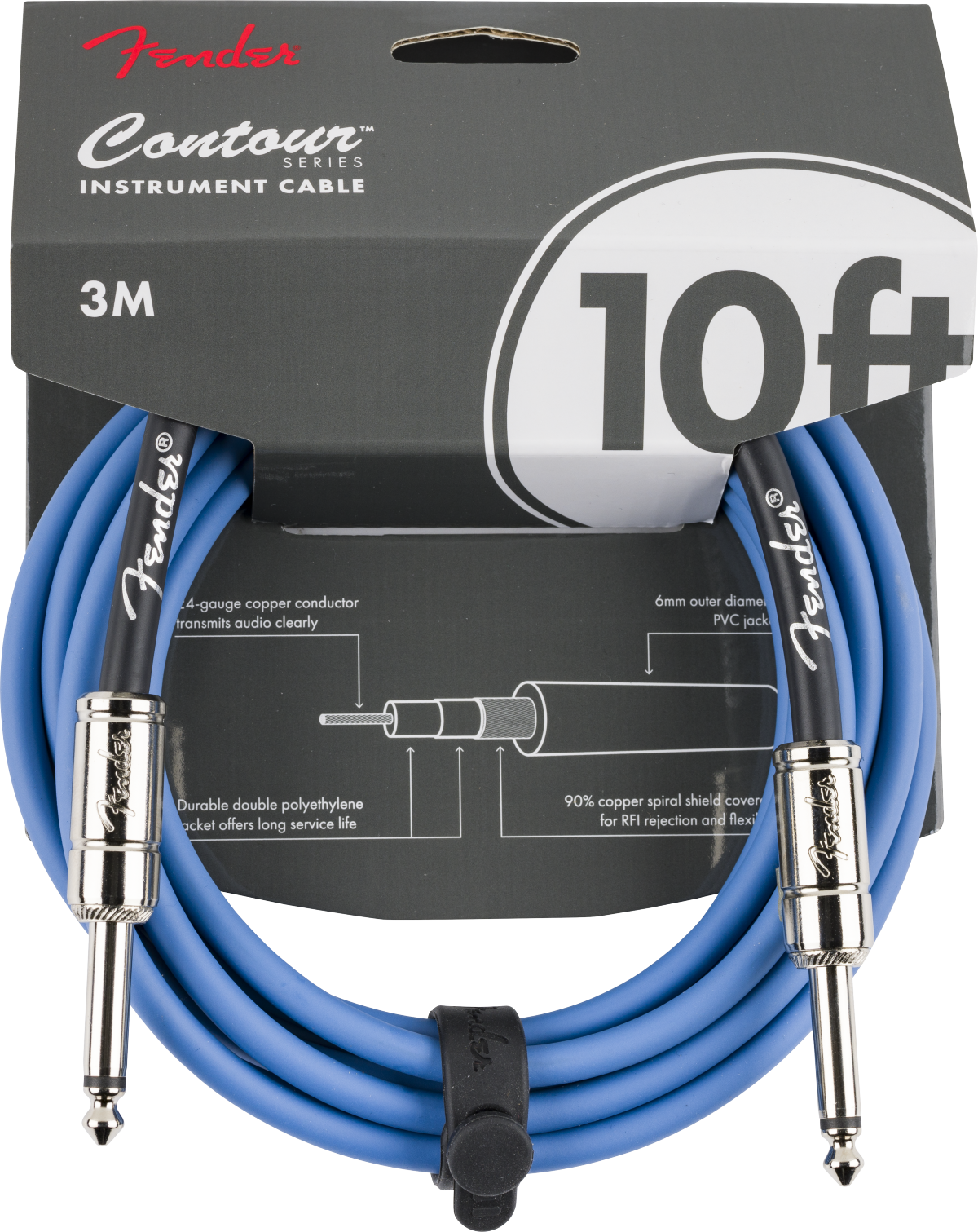 0990571102_fen_acc_frt_1_nr Fender Contour Instrument Cable Lake Placid Blue 10' - Image 1