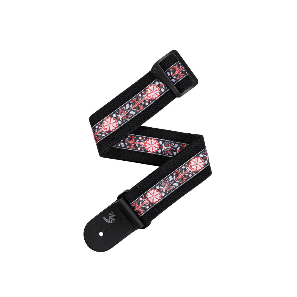da_50ct00-dx_main_transparent_web D'Addario 50CT00-DX Deluxe Cotton Guitar Strap Black - Image 1