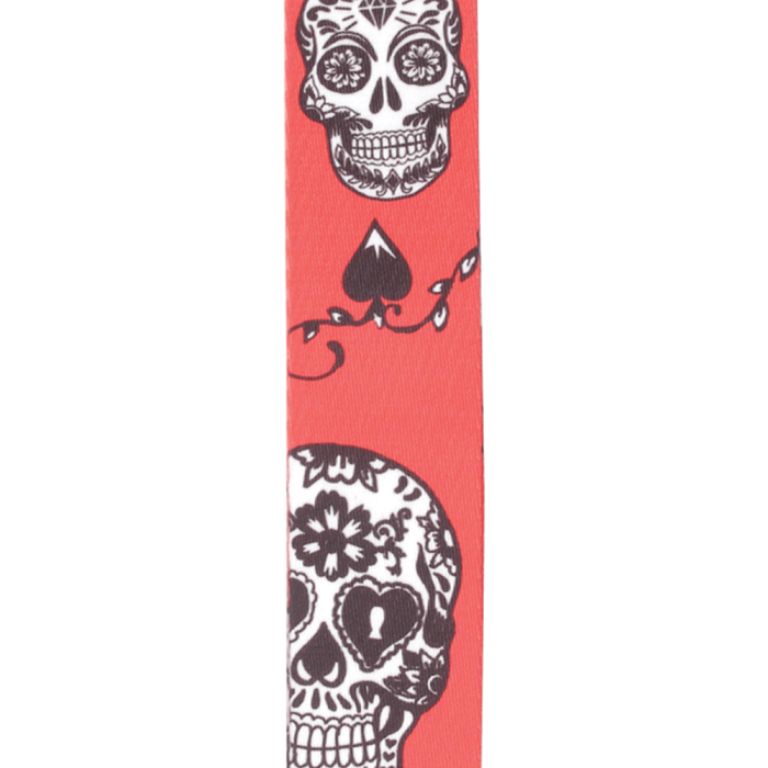 D'Addario P20W1414 Woven Guitar Strap Sugar Skulls Red - Image 2